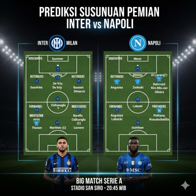 Prediksi Susunan Pemain Inter Milan Menghadapi Napoli Di Pertandingan Besar Serie A